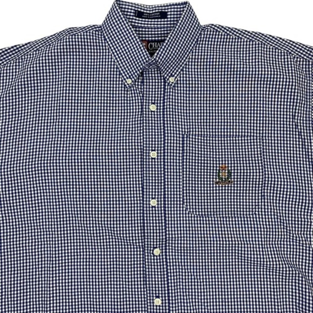 Chaps Shirt Mens Large Blue Plaid‎ Ralph Lauren Button-Up Business Casual Camp